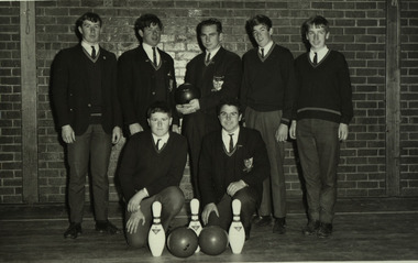 Photograph - black and white, Ballarat Junior Technical School Tenpin Bowling Team