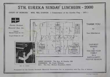 Document, Eureka Sunday Luncheon Placemat, 2000