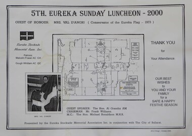 Document, Eureka Sunday Luncheon Placemat, 2000, 2000