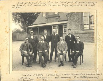 Photograph - Black and White, Staff of the Ballarat Junior Technical School at the Dana Street Primary School site, 1919