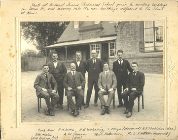 Photograph - Black and White, Staff of the Ballarat Junior Technical School at the Dana Street Primary School site, 1919, 1919