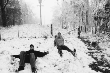 Photograph - Black and White, University of Ballarat Students in Snow, c2005