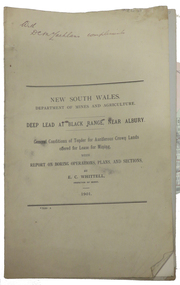 Report, E.C. Whittell, Deep Lead at Black Range, Near Albury, 1901, 1895