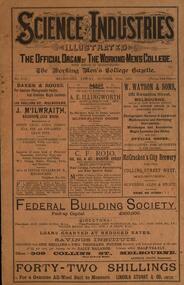 Book - Magazine, Science and Industries Illustrated: The Official Organ of the Working Men's College, 30 October 1891, 30/10/1891
