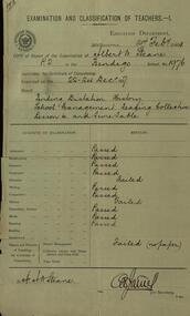 Correspondence, Education Department, Victoria: Examination and Classification of Teachers - 1898 - A W Steane, 21/02/1898