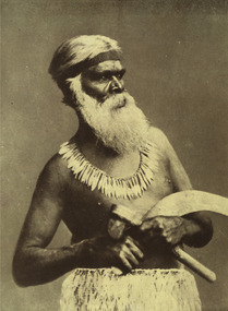 Image - black and white, Kaawirn Kuunawarn (Hissing Swan) Headman of the Kirroe Wuurong Tribe, Victoria, c1881
