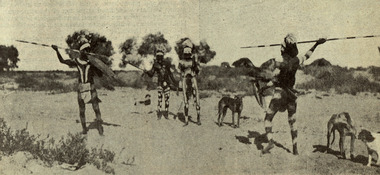 Image - black and white, Duel with Spears in the Far North of South Australia