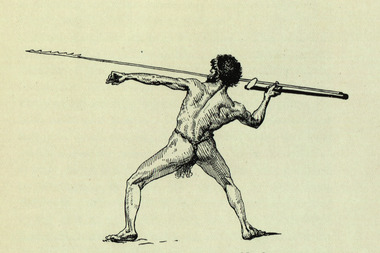 Image - black and white, Throwing a Spear