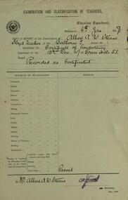 Document - correspondence, Education Department: Examination and Classification of Teachers, 1908, 06/01/1908