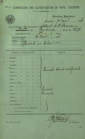Correspondence, Education Department: Examination and Classification of Pupil Teachers, 1896, 10/01/1896
