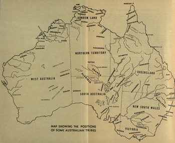 Map, Australia Showing Position of Some Australian Tribes, c1945
