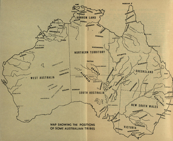 Map, Australia Showing Position of Some Australian Tribes, c1945, c1945