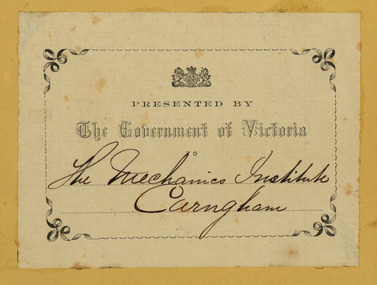 Image, Government of Victoria Bookplate, c1878