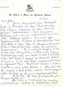 Letter - Correspondence, Letter from Dick Richards to John Tippett, 1958, 29/07/1958