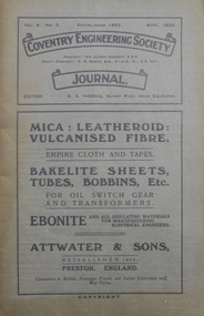 Booklets, Coventry Engineering Society Journal, 1926, 1926