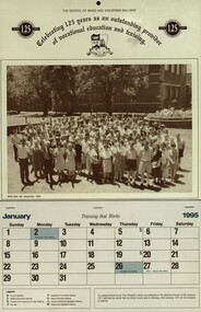 Booklet - Calendar - 1995, Calendar celebrating the 125th anniversary of the School of Mines Ballarat including quotes re foundation, 1994