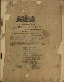 Book, An Act to Consolidate the Law Relating to Mines, 1890, 1890