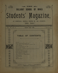 Booklet, Ballarat School of Mines, Student Magazine, Fourth Term, 1903