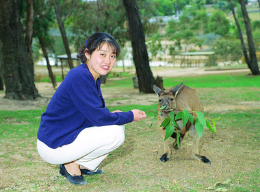 Photograph, University of Ballarat Student with Kangaroo, c2005, c2005