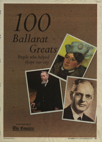 Newspaper - Newspaper Supplement, The Courier, 100 Ballarat Greats, 12/12/2006