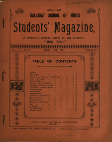 Booklet, Berry, Anderson and Co., Printers, Bookbinders, &c, Ballarat School of Mines, Student Magazine, Second Term, 1910