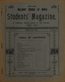 Magazine - Booklet, Ballarat School of Mines, Student Magazine, Fourth Term, 1910