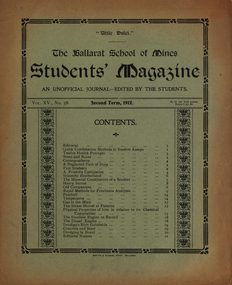 Magazine - Magazine of 24 pages, Baxter & Stubbs, Print, Ballarat School of Mines, Student Magazine, Second Term, 1912