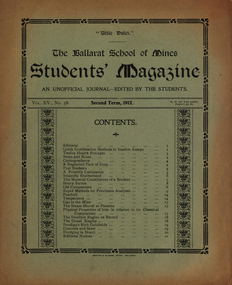 Magazine - Magazine of 24 pages, Baxter & Stubbs, Print, Ballarat School of Mines, Student Magazine, Second Term, 1912, 1912