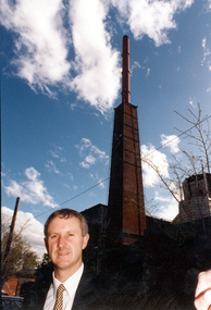 Photograph - Colour, David Nicholson in front of the Former Ballarat Brewery Chimney, 11/10/1994