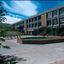 brick building behind courtyard