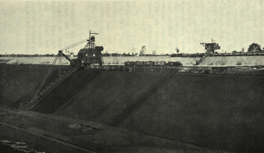 Photograph - black and white, State Electricity Commission, Excavating Brown Coal at open-cut, Yallourn