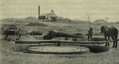 Photograph - black and white, Puddling Machine used in Gold Mining