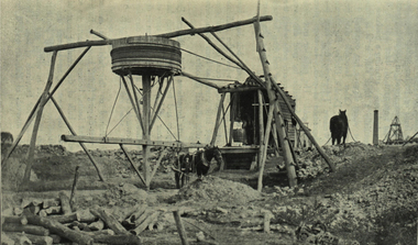 Photograph - black and white, Whim: an appliance used for Shaft Haulage