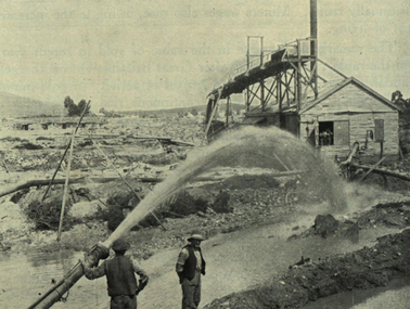 Photograph - black and white, Hydraulic sluicing