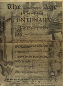Newspaper, The Age - Centenary, 16/10/1954