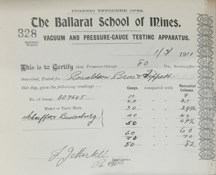 Printed certificate with handwritten sections