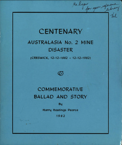 Booklet, Australasia No. 2 Mine Disaster Centenary, 1982