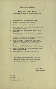 Document, Shire of Buninyong: Agenda for special meeting - 28 August 1958, August 1958