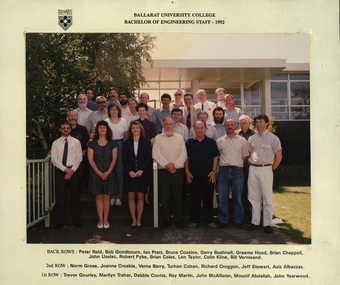 Photograph - Colour, Ballarat University College:Bachelor of Engineering Staff, 1992