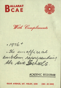 Image, Ballarat College of Advanced Education with Compliments Slip, c1976