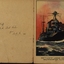 Drawing of Battleship under escort of a Southampton flying boat. Also an inscription that reads  To Geoff With Best Wishes From Aunty Vi.