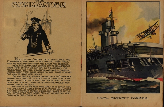 Passage about The Commander and painting of Naval Aircraft Carrier