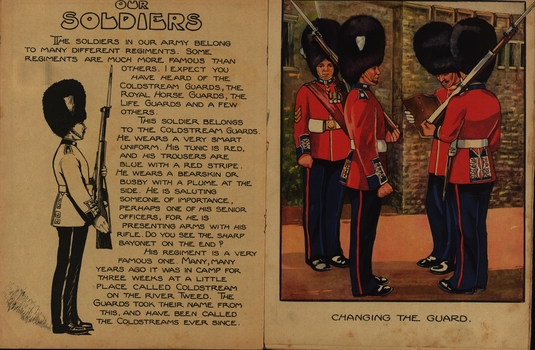 Text on our soldiers and painting of Changing the guard.