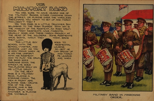 Text on The military band and painting of Military band in marching order