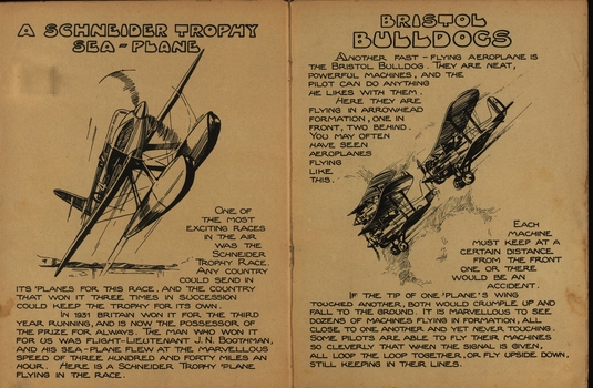 Text and drawings for a Schneider Trophy Sea - Plane and Bristol Bulldog planes