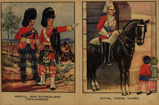 Paintings of Argyll and Sutherland highlanders and painting of Royal horse guard