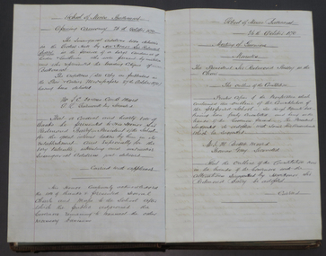 Book - Minute Book, Ballarat School of Mines Minute Book, 1870-1876, 1870-1876