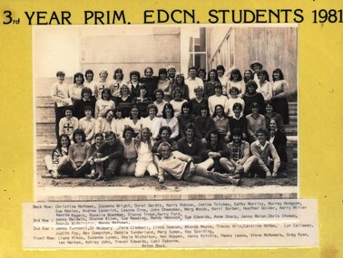 Photograph - Black and White, Ballarat College of Advanced Education: 3rd Year Primary Education Students, 1981, 1981