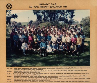 Photograph - Colour, Ballarat College of Advanced Education: 3rd Year Primary Education, 1986, 1986