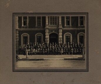 Photograph - Black and White, Gathering outside the Gordon Memorial Technical School, Geelong